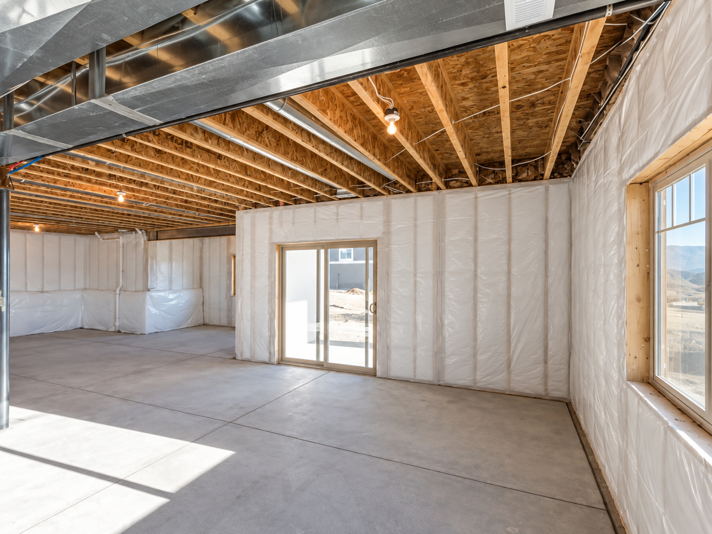 Basement interior development, insulation, and drywall installation