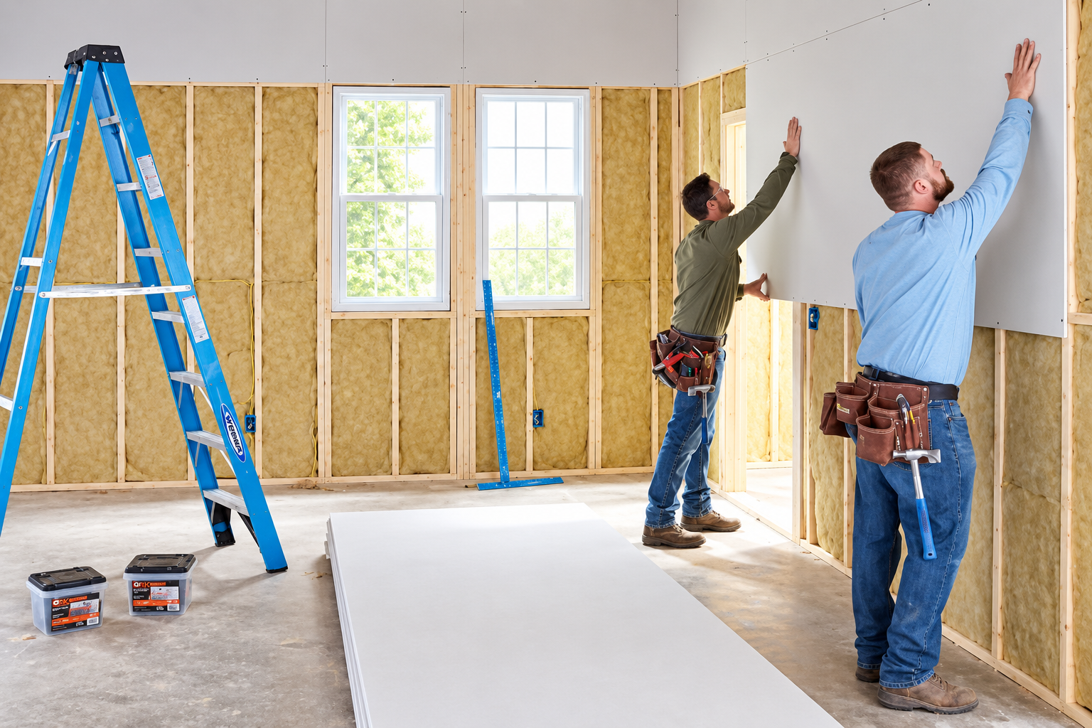 Professional drywall boarding and installation on walls and ceilings